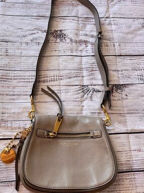 Marc Jacobs Taupe Pebbled Leather Crossbody with Gold Hardware